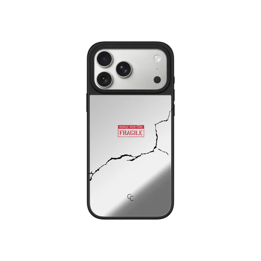 Fragile|升級防撞黑框鏡面手機保護殼