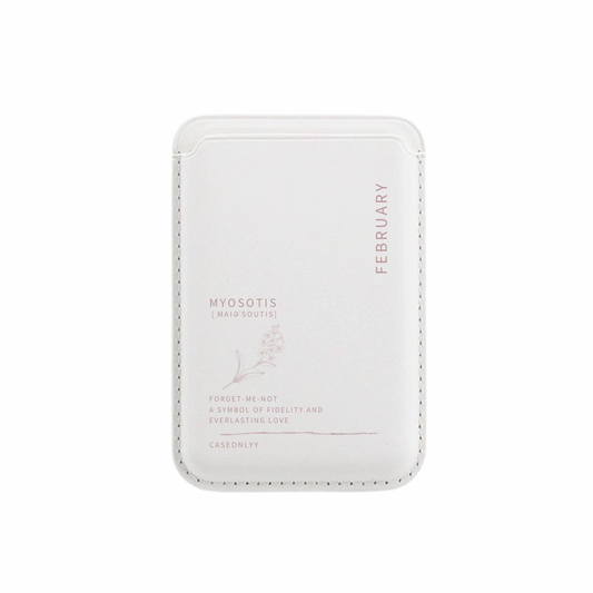 【誕生花系列】 MagSafe 超強磁吸白色皮革卡套