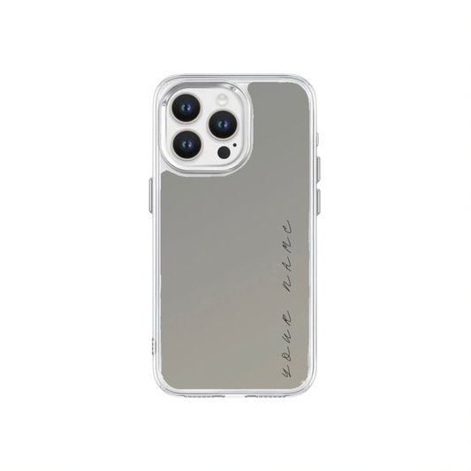 【自選訂製】加厚防摔金屬按鈕透明框鏡面手機保護殼