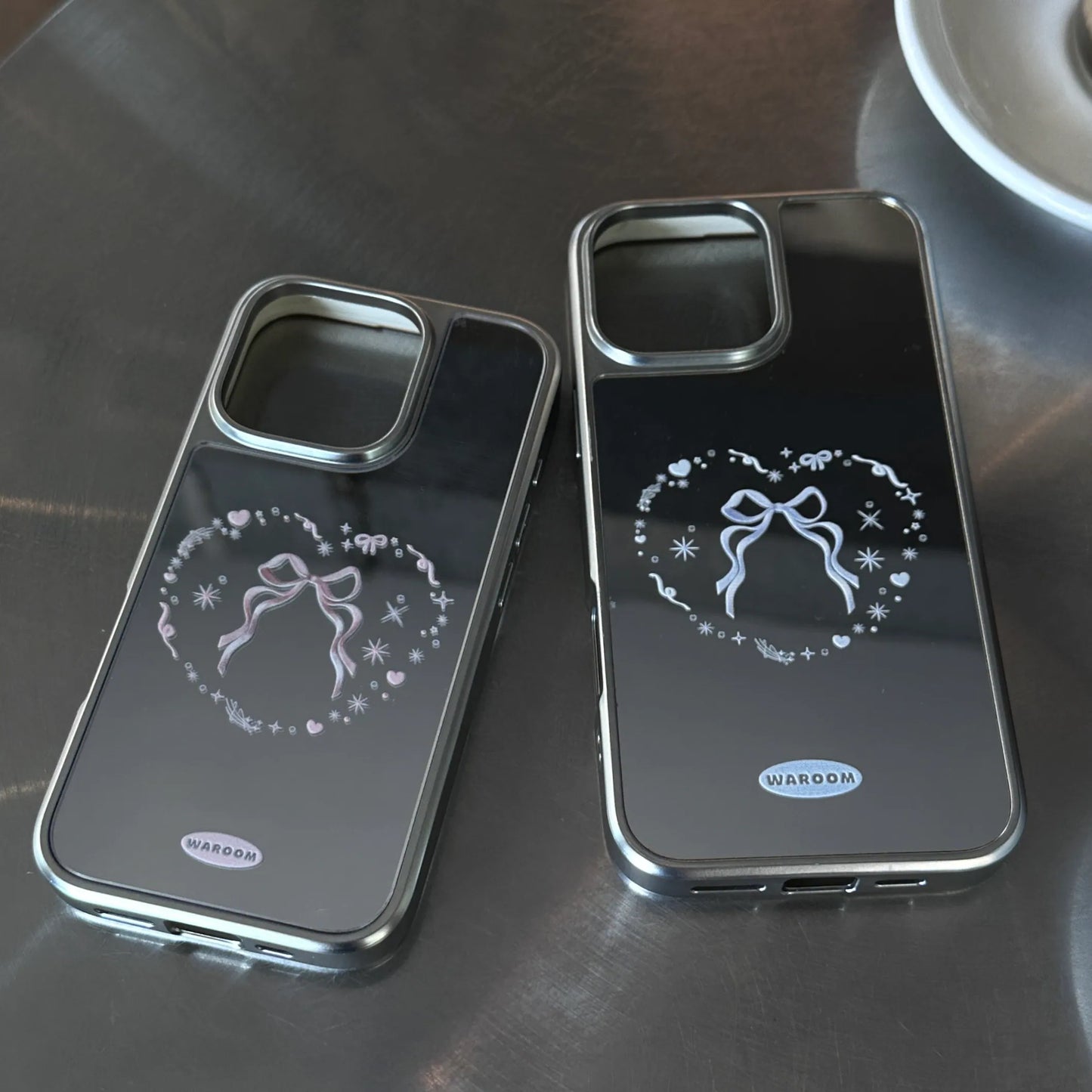 Heart Symbol|銀色電鍍框鏡面手機保護殼