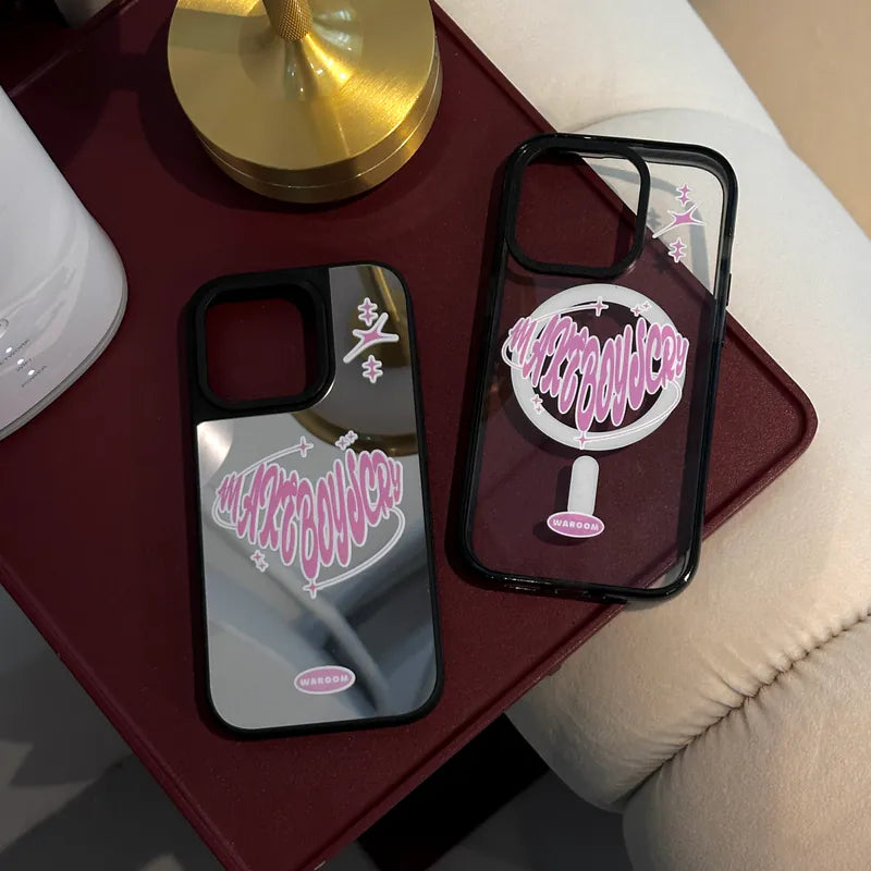 Make Boys Cry|升級防撞黑框鏡面手機保護殼