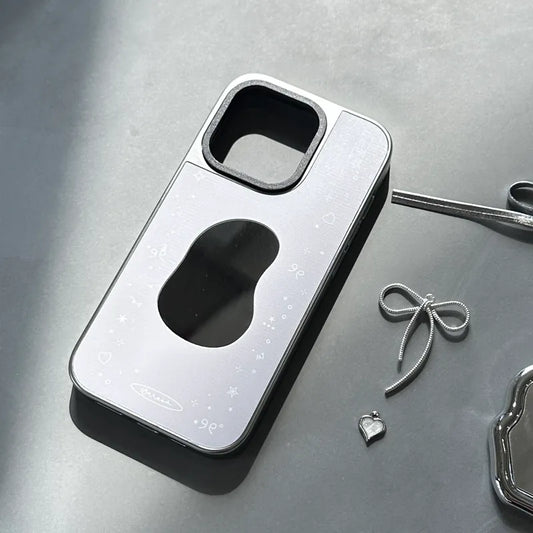 Cute Symbol|升級防撞銀框鏤空不規則鏡面手機保護殼