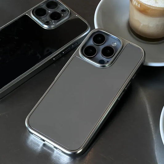 【自選訂製】銀色電鍍框鏡面手機保護殼