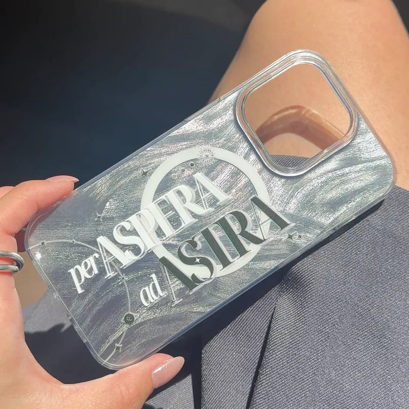 Per Aspera ad Astra|銀色羽紗手機保護殼