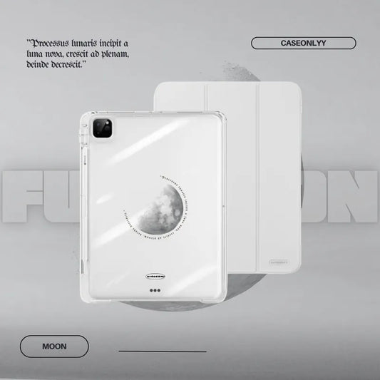 【導軌式可拆蓋】Full Moon|霧霾灰三摺式不發黃背板iPad 保護套