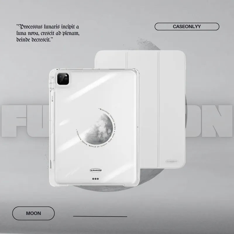 【導軌式可拆蓋】Full Moon|霧霾灰三摺式不發黃背板iPad 保護套