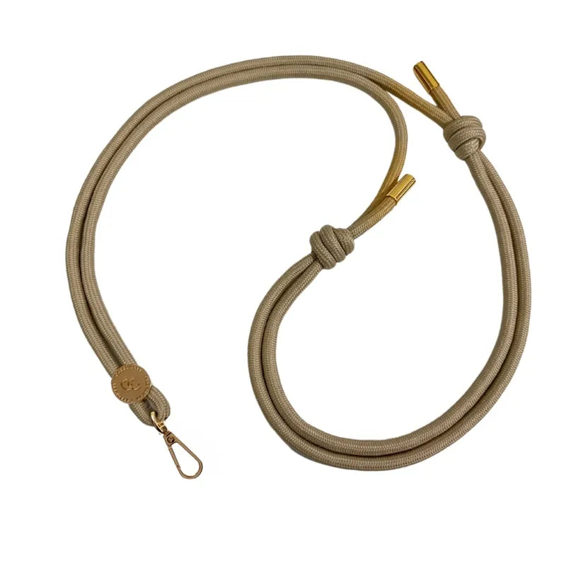 【6mm】大地色系 23K真金電鍍編織便攜手機掛繩(附送透明夾片)