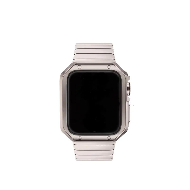 一體式錶殼連錶帶|不鏽鋼方型蝴蝶扣Apple Watch 錶帶