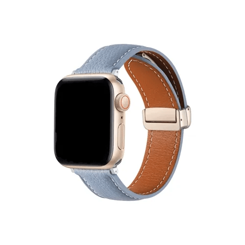 磁吸摺疊蝴蝶扣荔枝皮Apple Watch 錶帶
