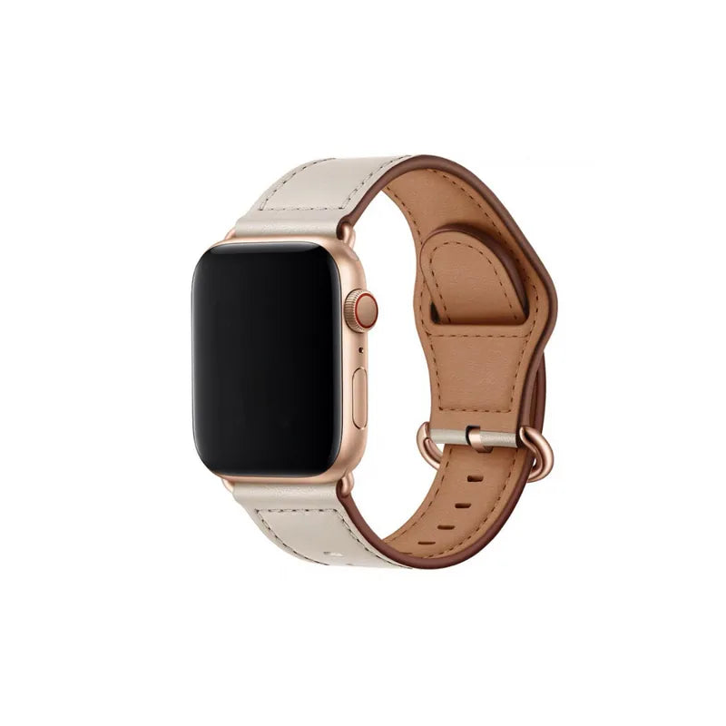 柔軟親膚真牛皮Apple Watch 蝴蝶扣錶帶