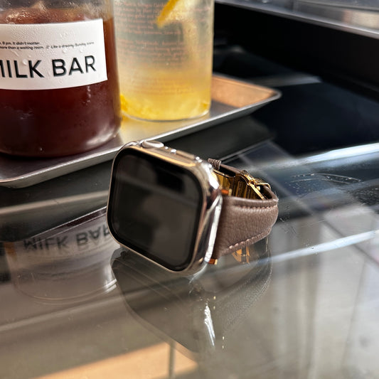 大象灰真羊皮Apple Watch 蝴蝶扣錶帶