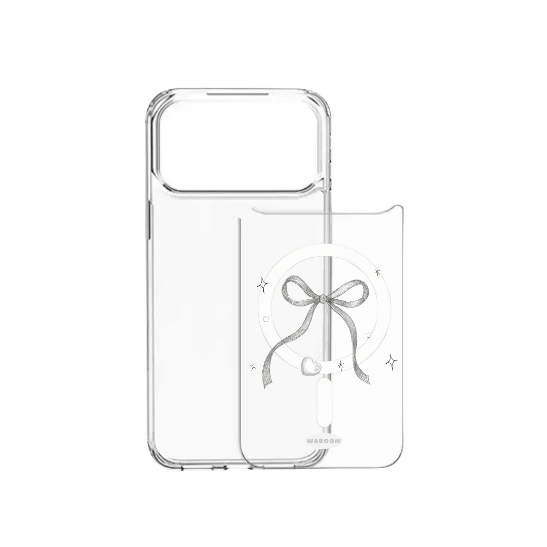 Sketch Ribbon Bow｜可拆卸背板透明手機保護殼