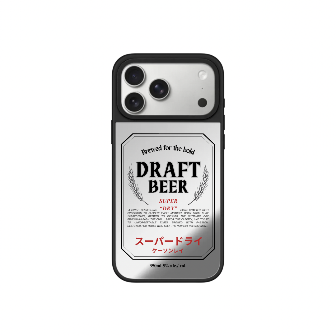 Draft Beer｜升級防撞黑框鏡面手機保護殼