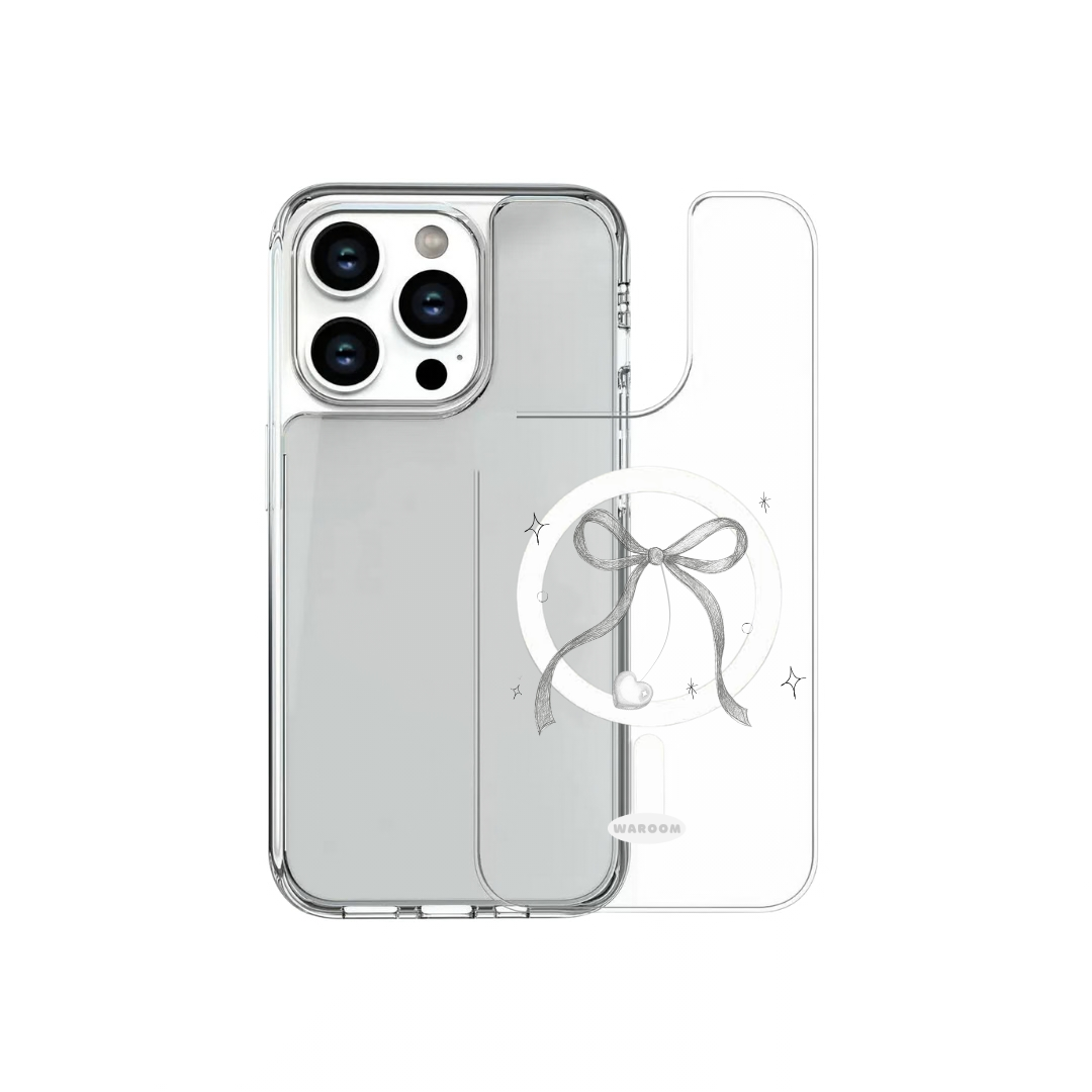 Sketch Ribbon Bow｜可拆卸背板透明手機保護殼