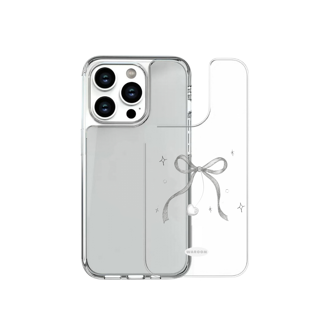 Sketch Ribbon Bow｜可拆卸背板透明手機保護殼