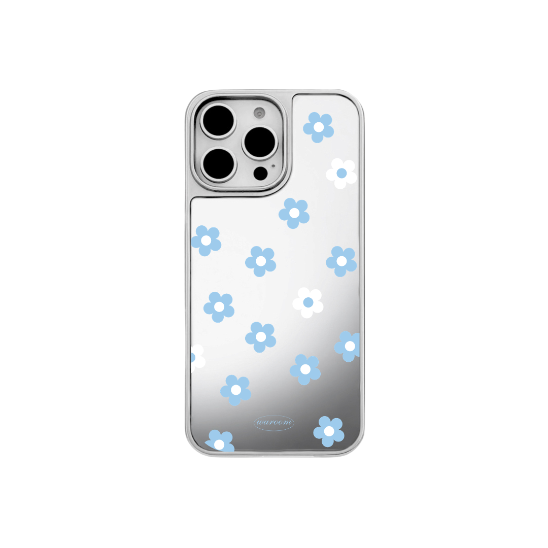 Simple Daisy｜銀色電鍍框鏡面手機保護殼