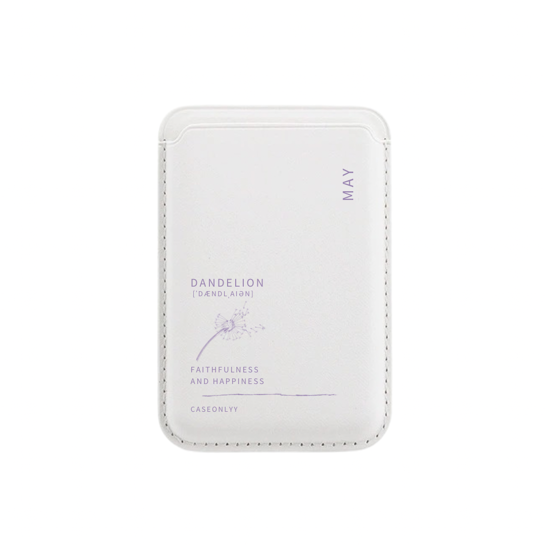 【誕生花系列】 MagSafe 超強磁吸白色皮革卡套