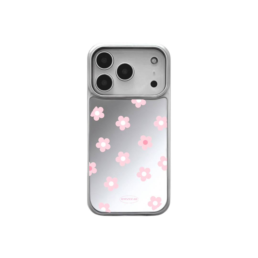 Simple Daisy｜銀色電鍍框鏡面手機保護殼