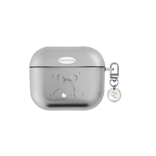 Sketch Ribbon Bow｜銀色電鍍霧面AirPods 保護殼