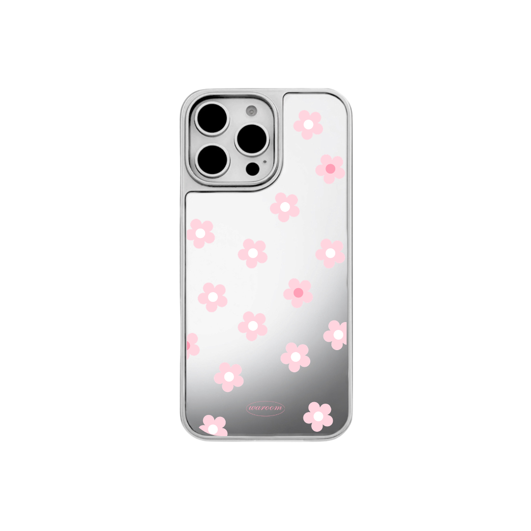 Simple Daisy｜銀色電鍍框鏡面手機保護殼