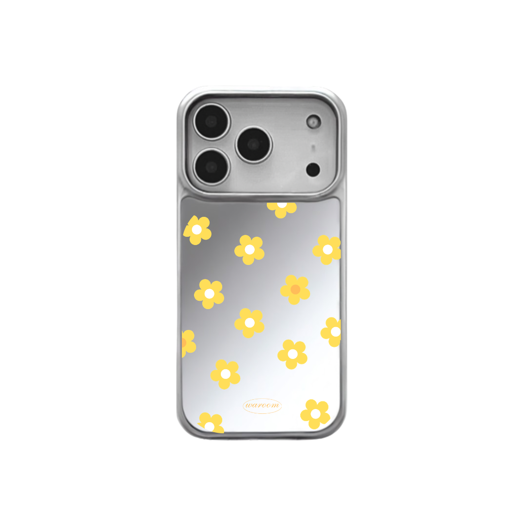 Simple Daisy｜銀色電鍍框鏡面手機保護殼