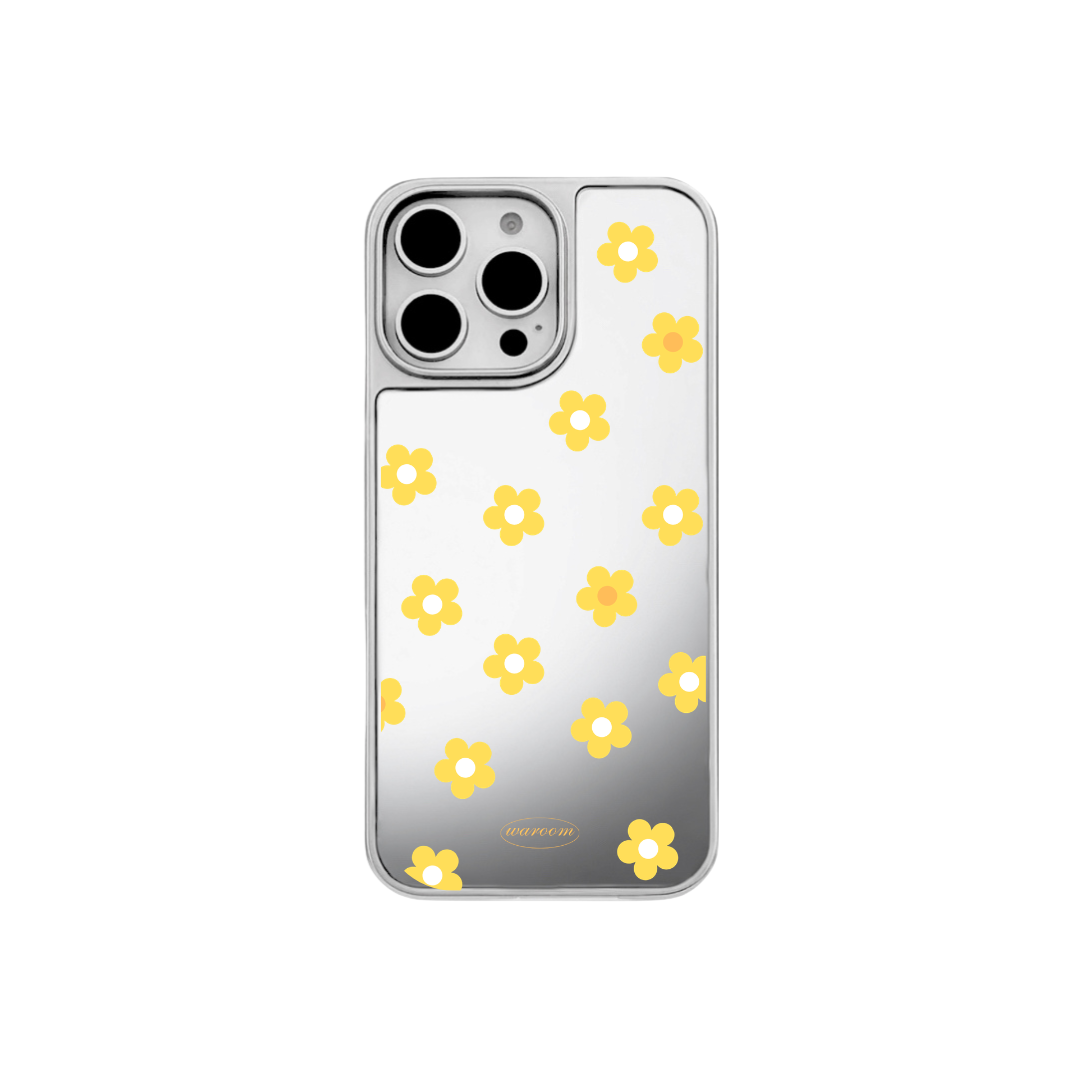 Simple Daisy｜銀色電鍍框鏡面手機保護殼