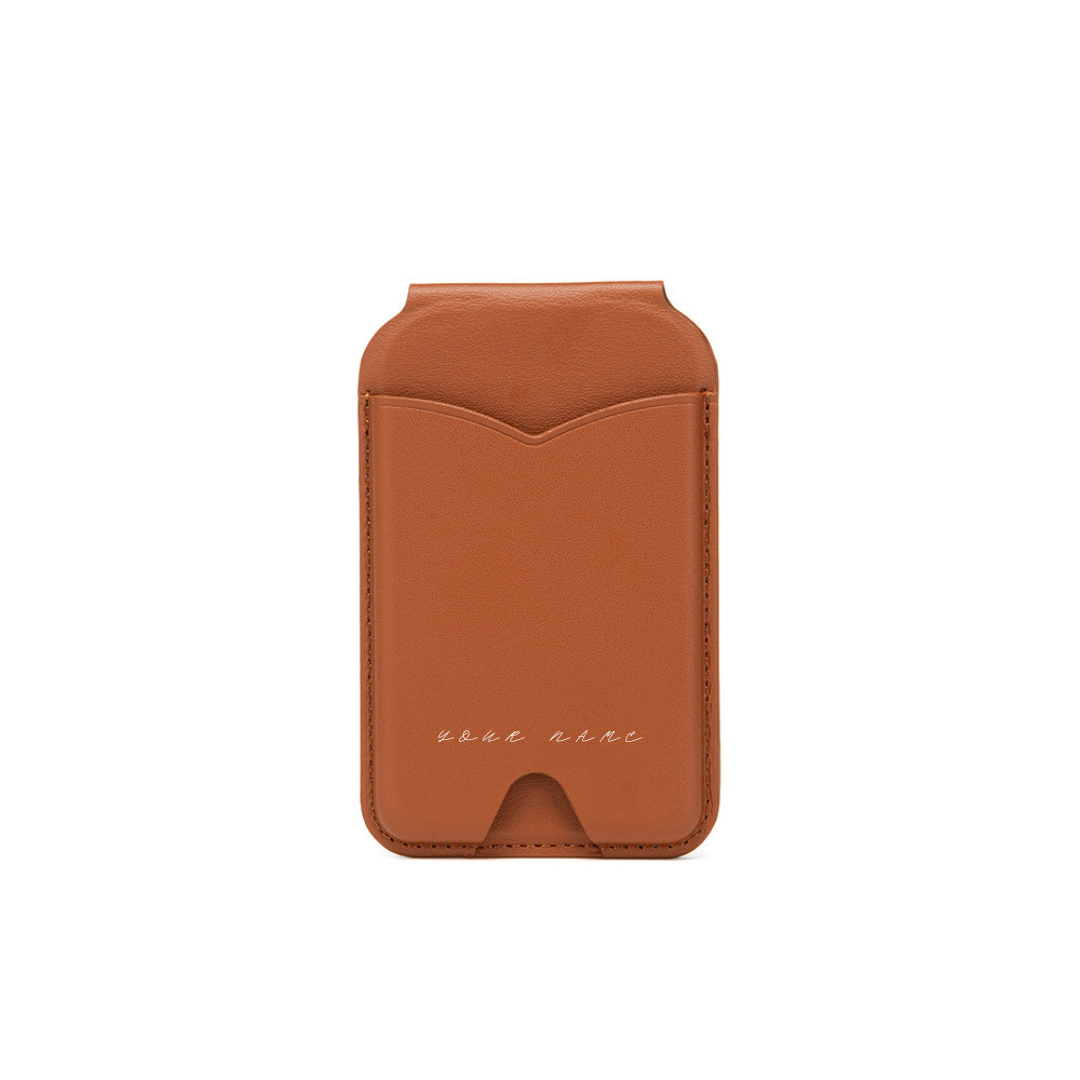 【自選訂製】 MagSafe 純色轉軸鏡子支架皮革卡套三合一