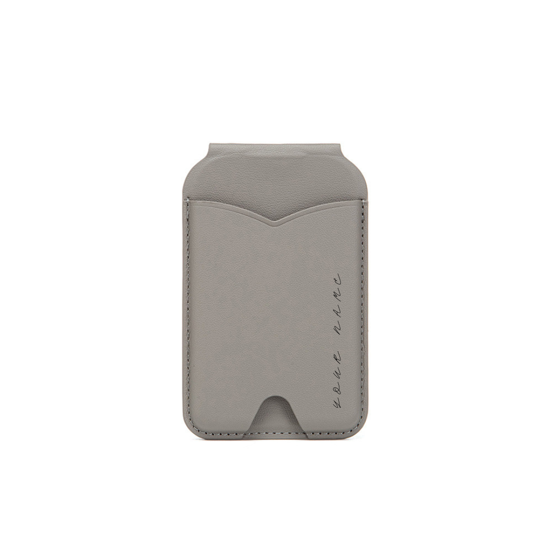 【自選訂製】 MagSafe 純色轉軸鏡子支架皮革卡套三合一