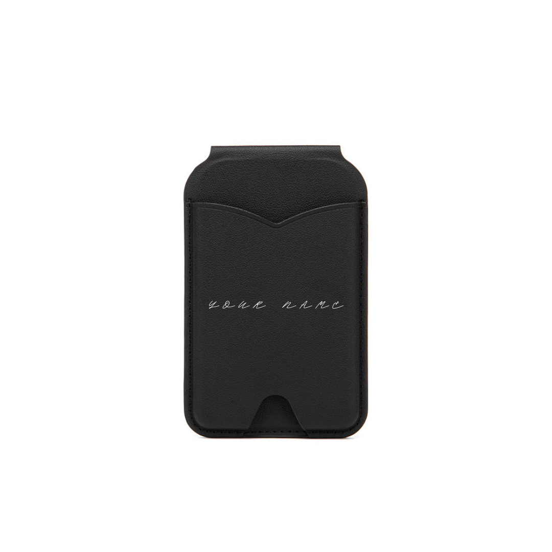 【自選訂製】 MagSafe 純色轉軸鏡子支架皮革卡套三合一