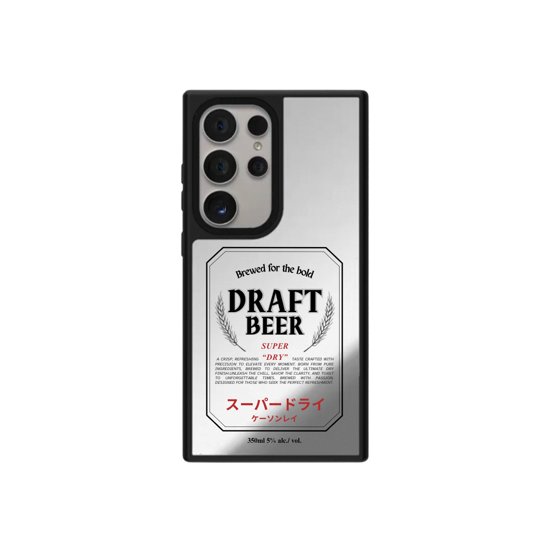 Draft Beer｜升級防撞黑框鏡面手機保護殼