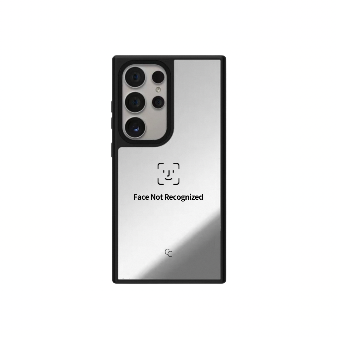 Face Not Recognized｜升級防撞黑框鏡面手機保護殼