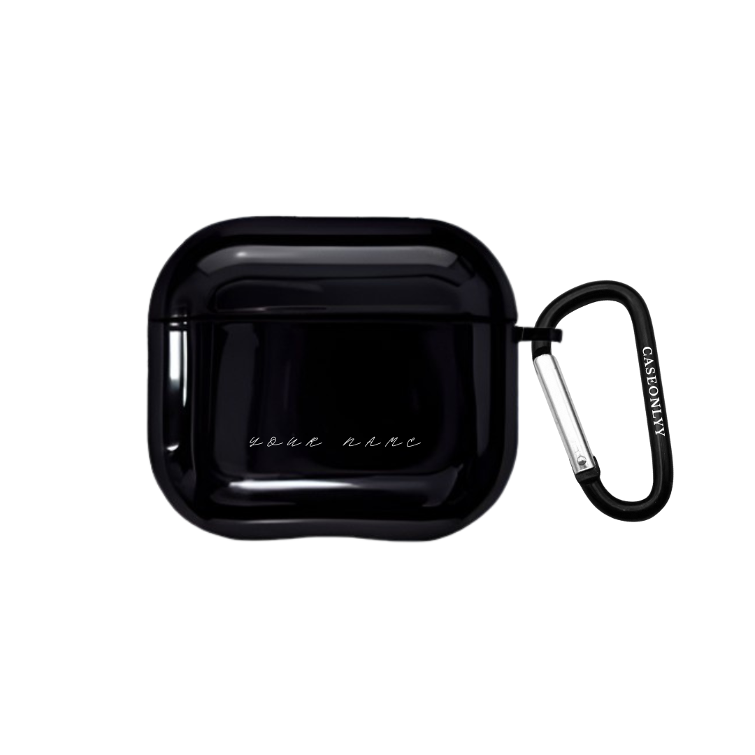 【自選訂製】分體式黑色光面AirPods 保護硬殼