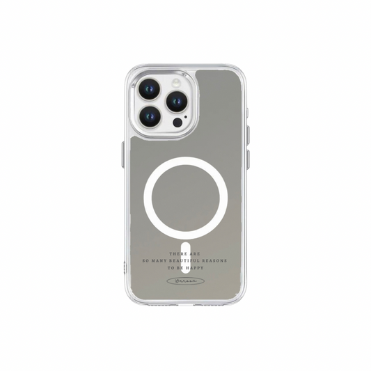 Beautiful Reasons｜加厚防摔金屬按鈕透明框鏡面手機保護殼