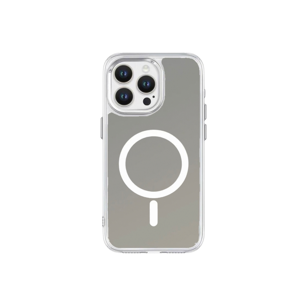 【自選訂製】加厚防摔金屬按鈕透明框鏡面手機保護殼