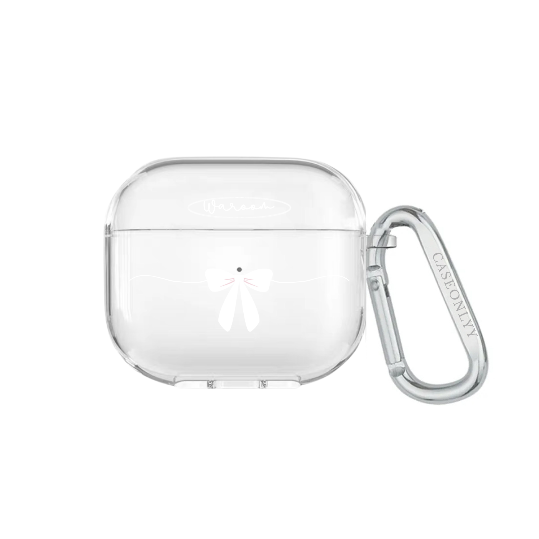 波浪蝴蝶結｜超輕透水晶不發黃AirPods 硬殼