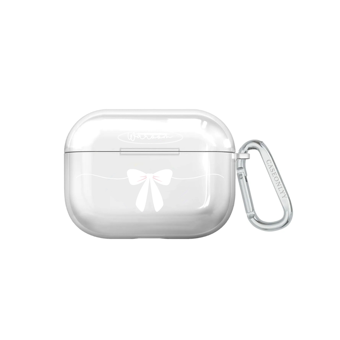 波浪蝴蝶結｜超輕透水晶不發黃AirPods 硬殼