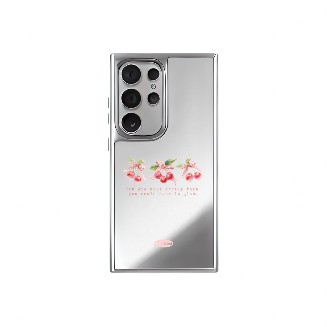 Sweet Cherry｜升級防撞銀框鏡面手機保護殼