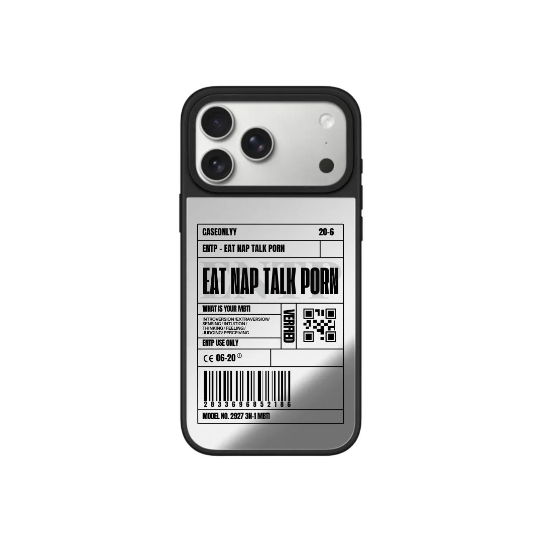【MBTI】ENTP - Eat Nap Talk Porn｜升級黑框防撞鏡面手機保護殼