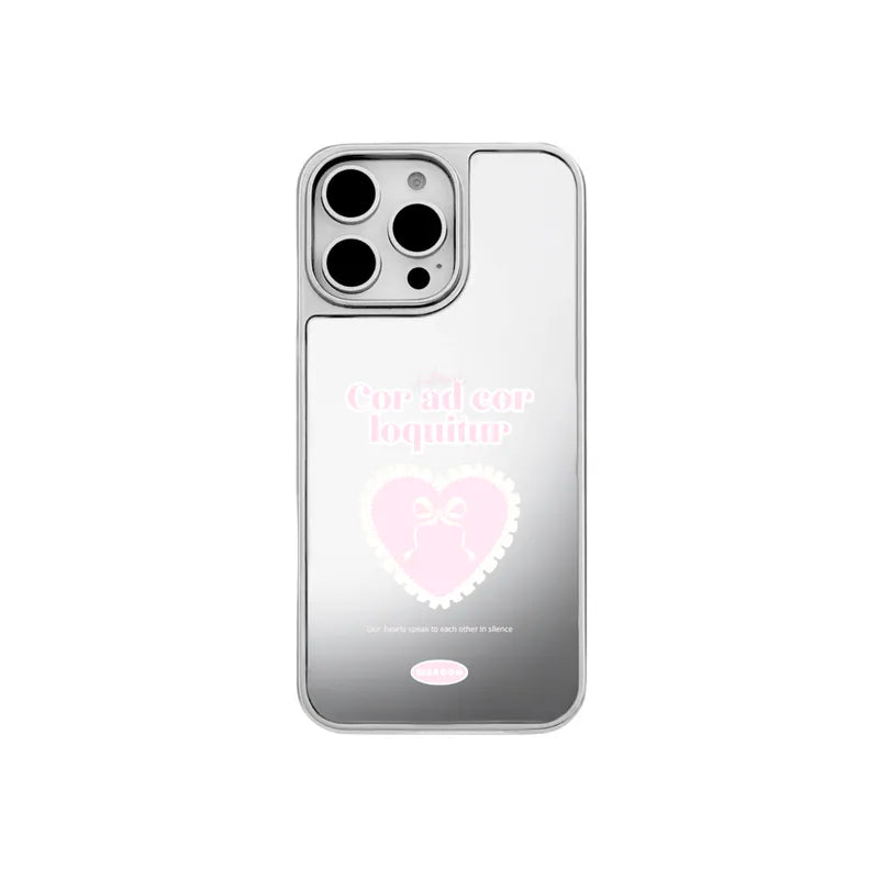 Cor ad cor loquitur｜銀色電鍍框鏡面手機保護殼