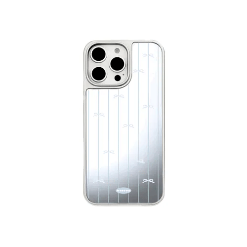 Line Bow｜銀色電鍍框鏡面手機保護殼