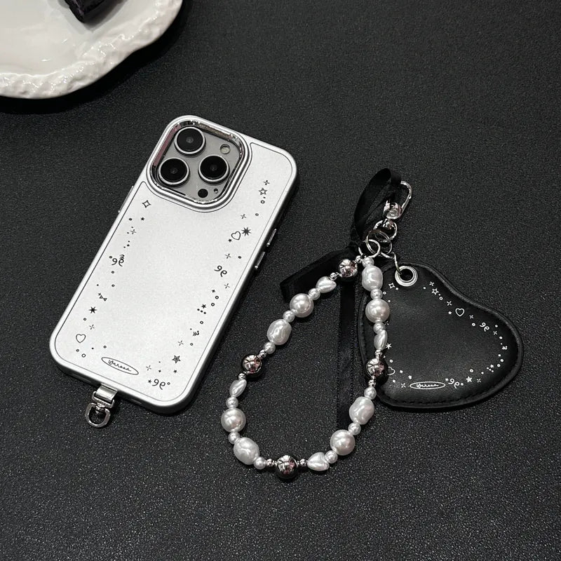 Cute Symbol｜冷灰銀色金屬按鈕磨砂手機保護軟殼