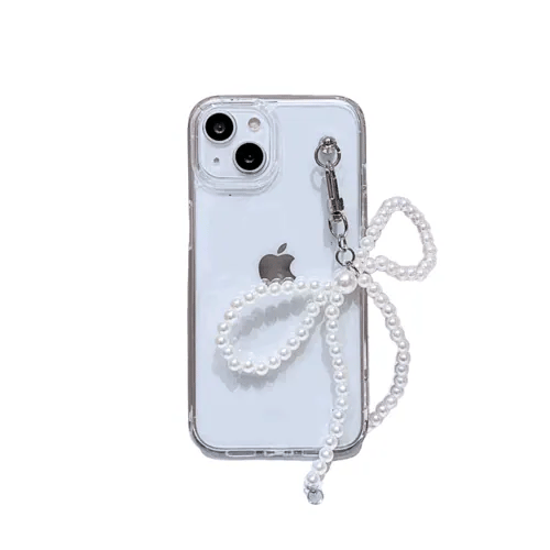 珍珠蝴蝶掛飾｜全透明不發黃背板防摔手機保護殼