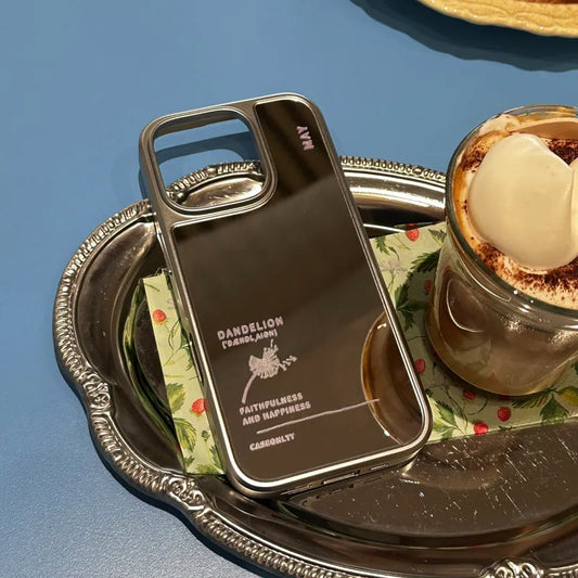 【誕生花系列】May 五月｜銀色電鍍框鏡面手機保護殼