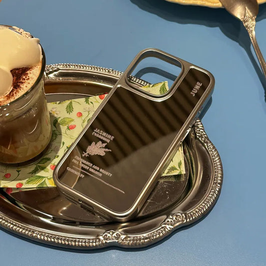 【誕生花系列】June 六月｜銀色電鍍框鏡面手機保護殼