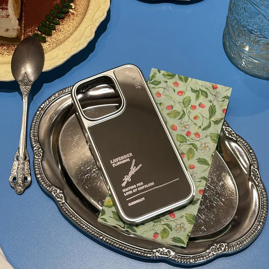 【誕生花系列】July 七月｜銀色電鍍框鏡面手機保護殼