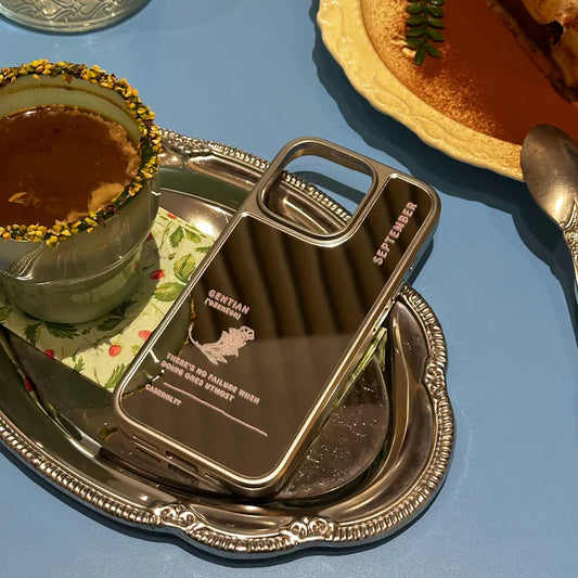 【誕生花系列】September 九月｜銀色電鍍框鏡面手機保護殼