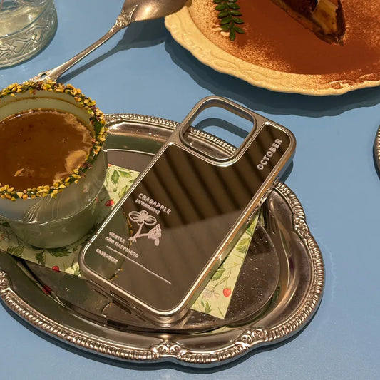 【誕生花系列】October 十月｜銀色電鍍框鏡面手機保護殼