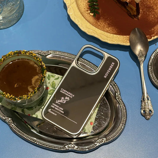 【誕生花系列】November 十一月｜銀色電鍍框鏡面手機保護殼