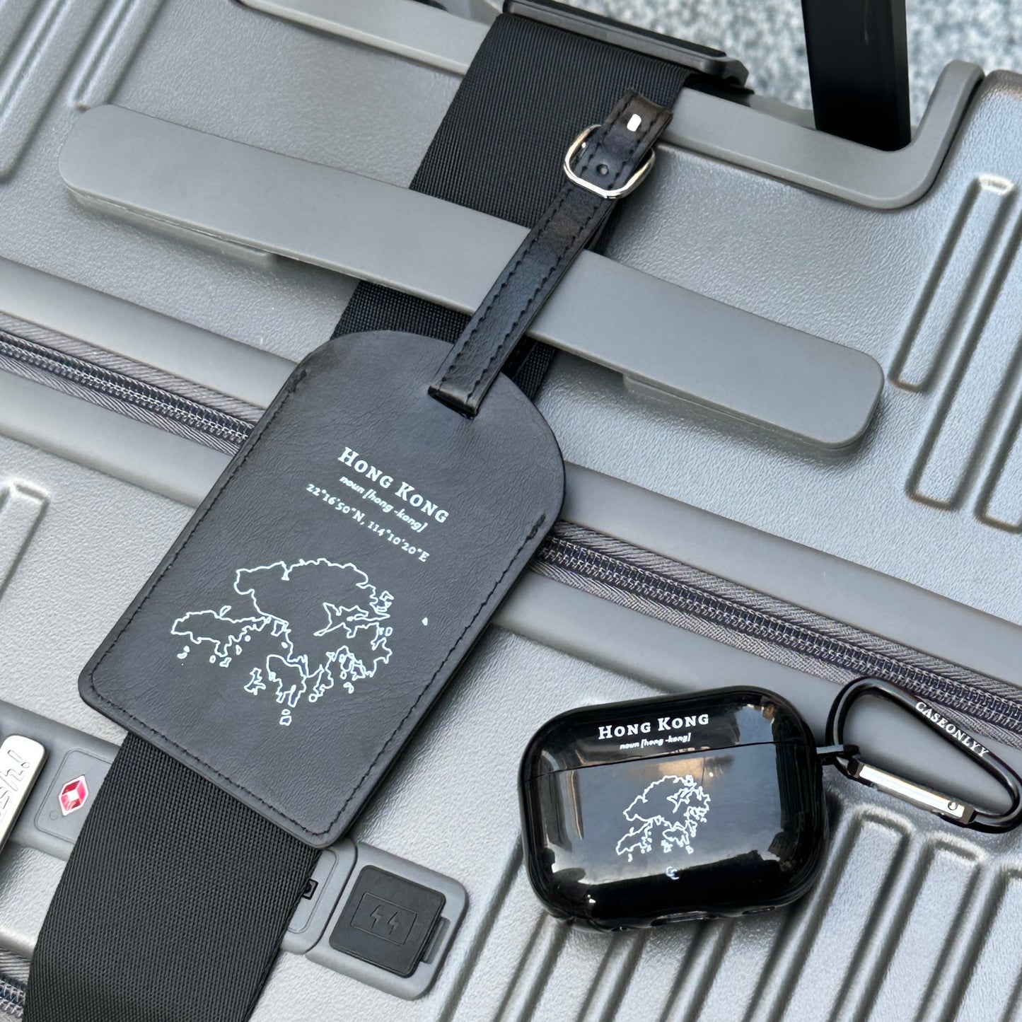 【Hong Kong 手繪地圖系列】分體式黑色光面AirPods 保護硬殼