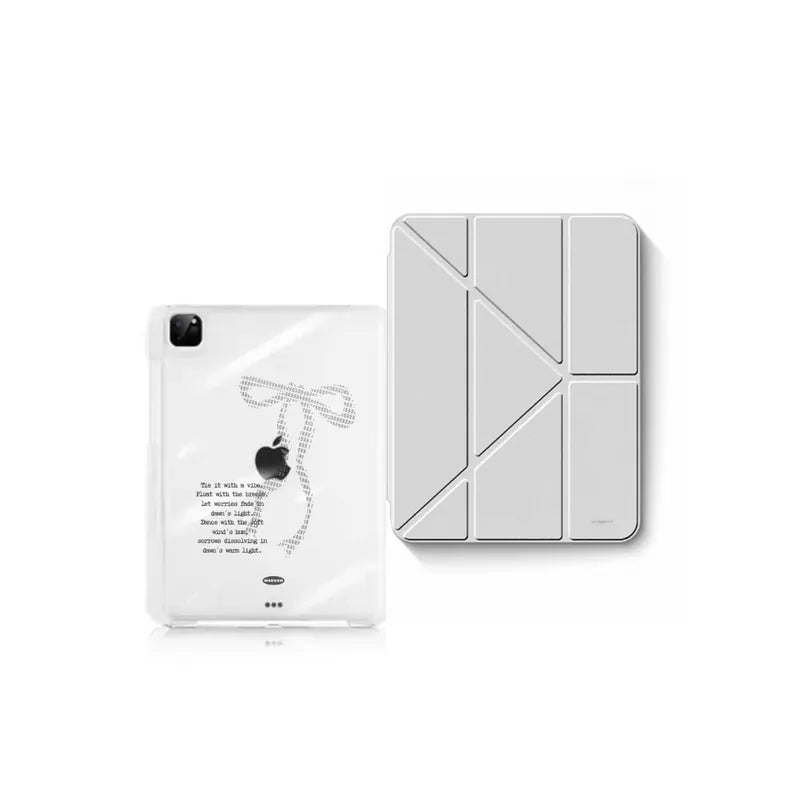 【導軌式可拆蓋】Tie it with a vibe｜霧霾灰三摺式不發黃背板iPad 保護套
